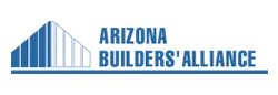 A blue and white logo for arizona home builders ' association.